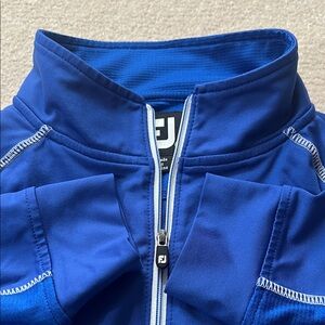 FootJoy FJ Golf Pullover Jacket Top Full‎ Zip Collared Blue White Mens